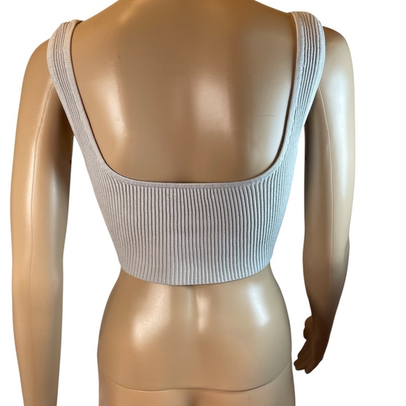 Babaton Scult Knit Cropped Women's Gray  Ribbed Knit Tank Top size S - Picture 4 of 4